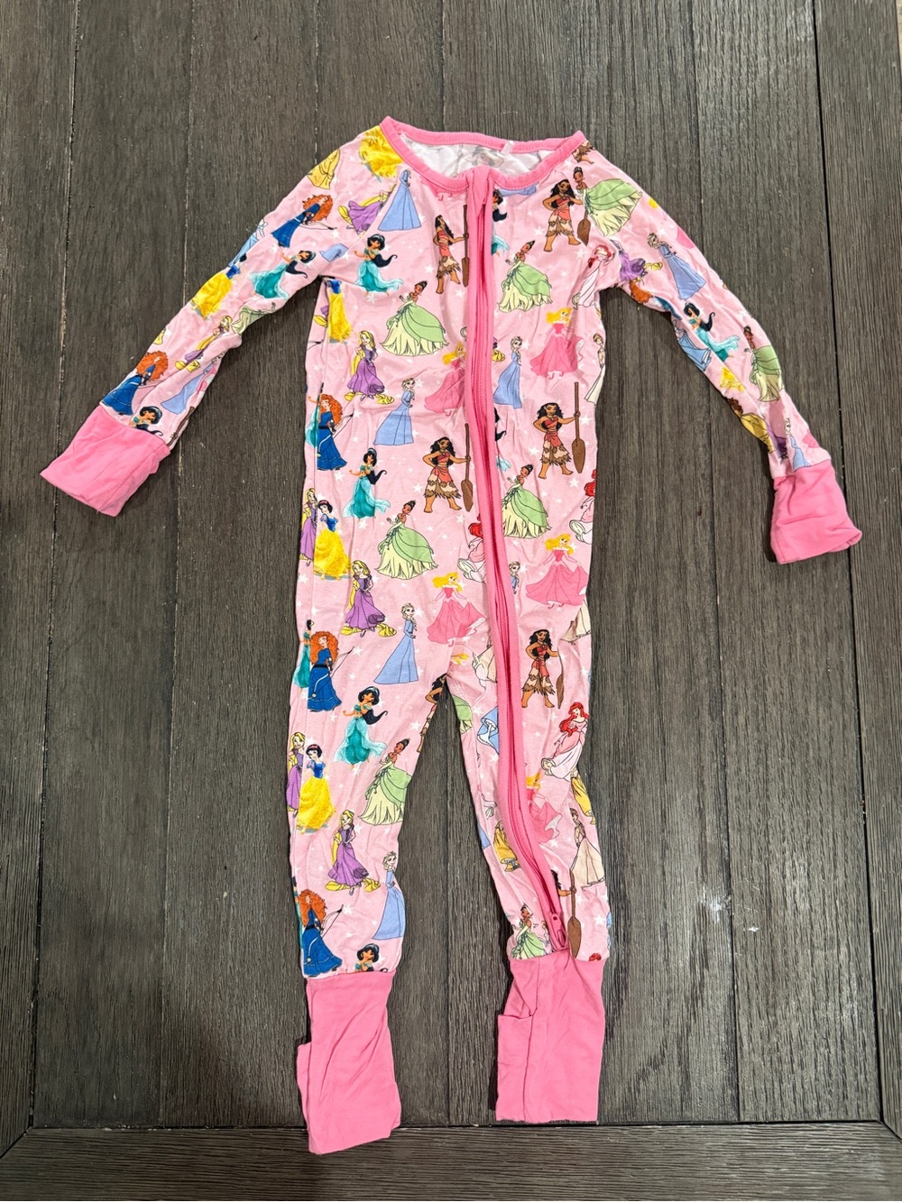 Pink Girls' Princess Print Bamboo One-Piece Pajamas